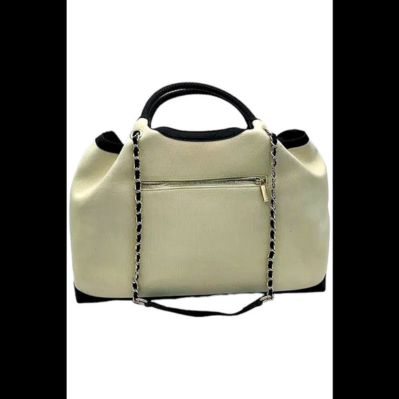 Gunas New York Canvas Double Handle Tote w/ Pouch Ruth Ivory - Picture 2 of 2